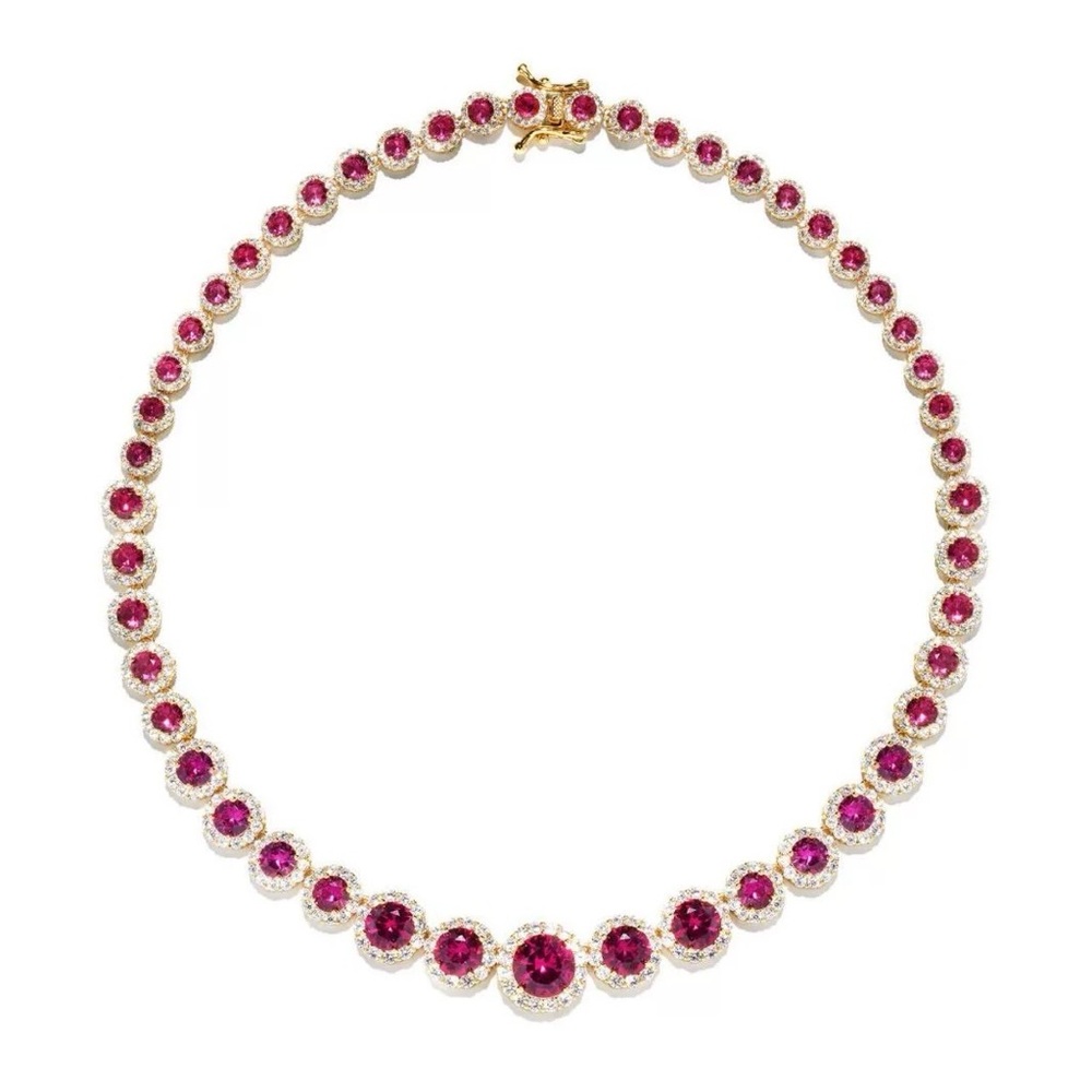crystal haze Elegant Gold and Red Necklace - Picture 5 of 10
